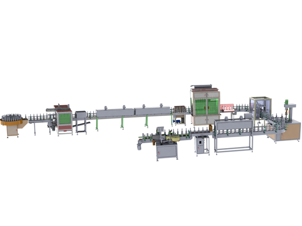 保健酒灌装锁盖收缩喷码贴标生产线